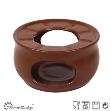 Olla de cerámica de 15 oz Sólido esmalte de color marrón